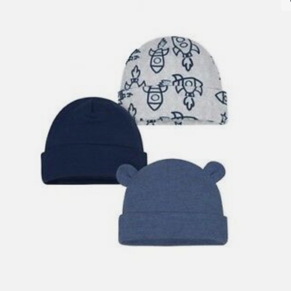 Gerber Infant Hats Organic Cotton 0-6 Months | NB Rocket Ship Hat Baby Bear Hat - Picture 13 of 13